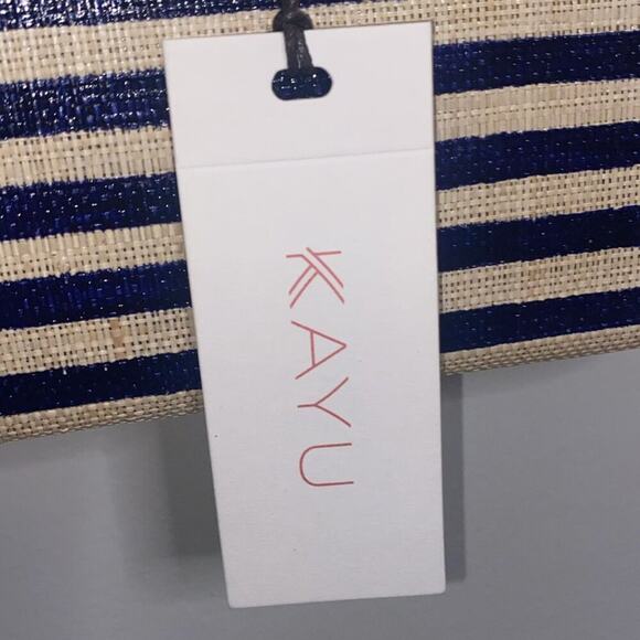 KAYU Blue Natural Stripe Straw Clutch Handbag - Picture 3 of 9